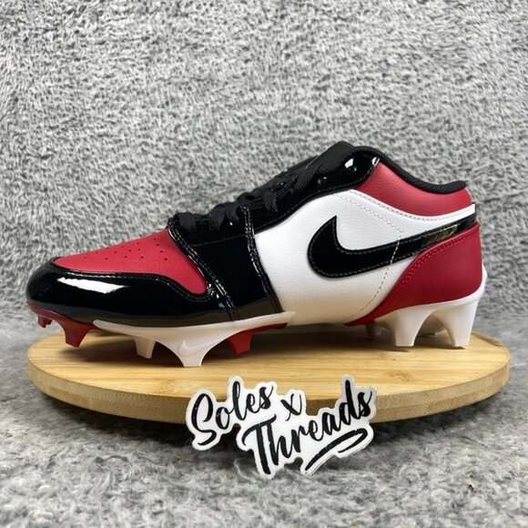 Air Jordan 1 Low TD Football 'Patent Bred' Size 8 Men Red Black White FJ6245-601 - Picture 4 of 7